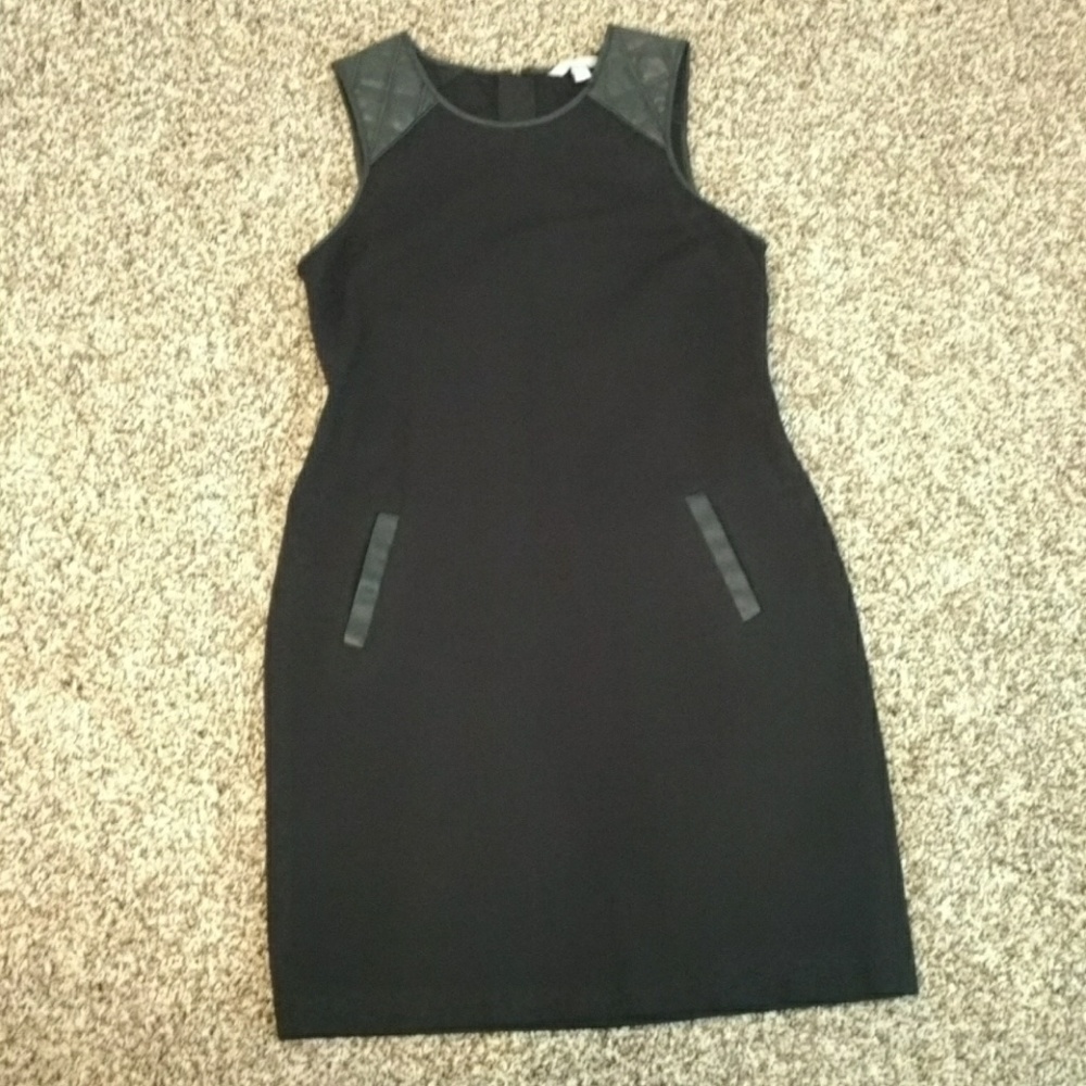 Black with leather detail dress